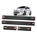  Cubre Zocalos Laminados Negros P/ Fiat Punto Logo +bandera 