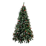 Árvore De Natal Nevada Com Cereja Pinha 180cm 838 Galhos