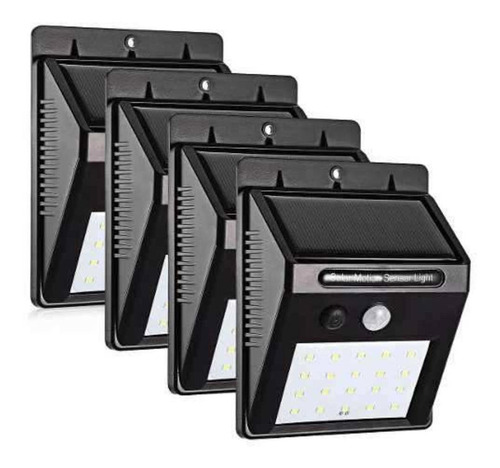 4 Luminárias Solar Parede 25 Led Sensor Movimento Externa