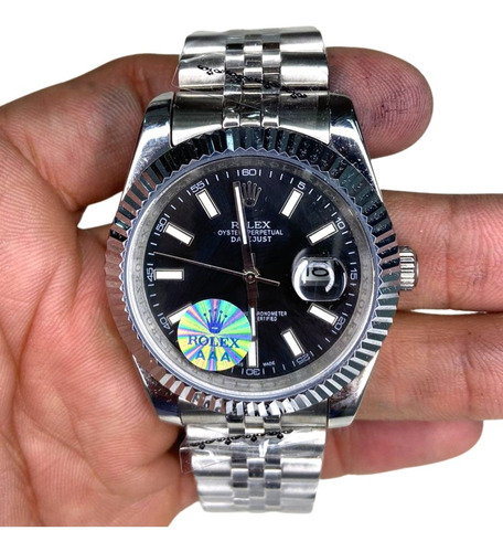 Relógio Automático Masculino Rolex Datejust Em Prata Com Des
