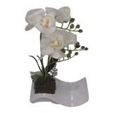 Flores Artificiales En Maceta  - Orquidea Blanca 28 Cm