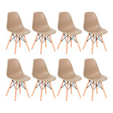 Cadeira Mesa Jantar Moderna Decorativa Wood Top, 8 Unidades
