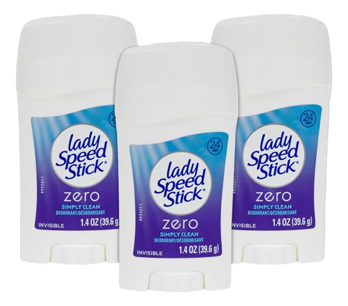 Desodorante Lady Speed Stick Zero Simply  Sem Alumínio C/3