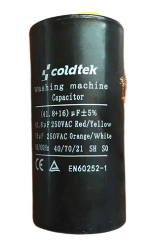 Capacitor Dual Para Lavadora 2 Tinas 41.8 Mf + 16 Mf 250vac