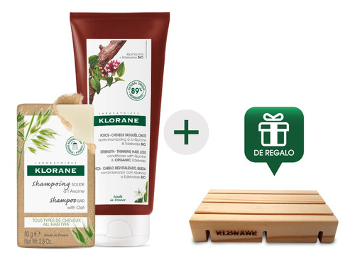 Combo Klorane Shampoo Solido + Balsamo Quinina + Regalo