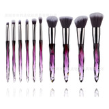 10 Pcs El Cristal Brochas De Maquillaje Profesional Set Color Violeta Oscuro