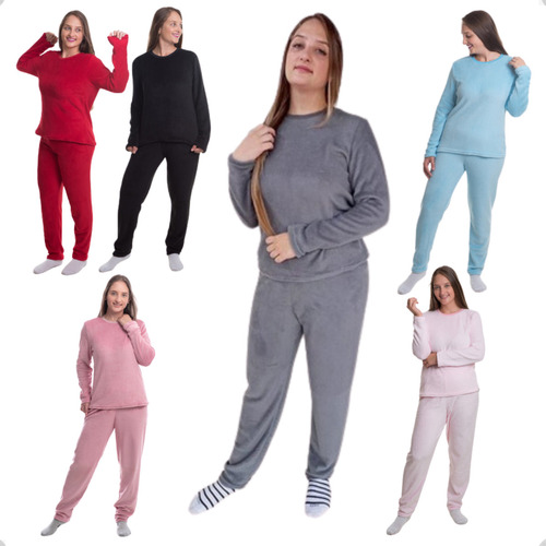 Kit 10 Pijama Conjunto De Fleece Feminino Adulto Quentinho 