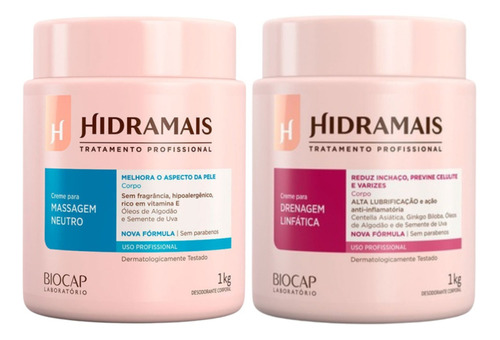  Kit Hidramais Massagem Neutra + Drenagem Linfatica Profissional 1kg