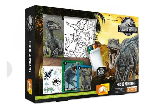 Jogo Box De Atividades Jurassic World Com Giz De Cera Copag