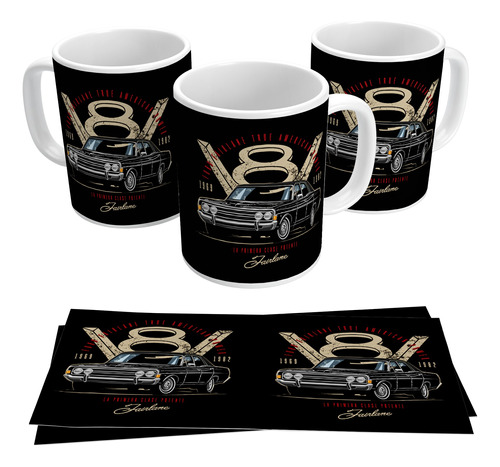 Taza De Ceramica Ford Fairlane V8 Autos Retro Art