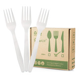 Tenedor Compostable Herlly, 100 Cubiertos Biodegradables Par