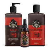 Kit Shampoo, Balm E Óleo Para Barba Barba Negra Don Alcides