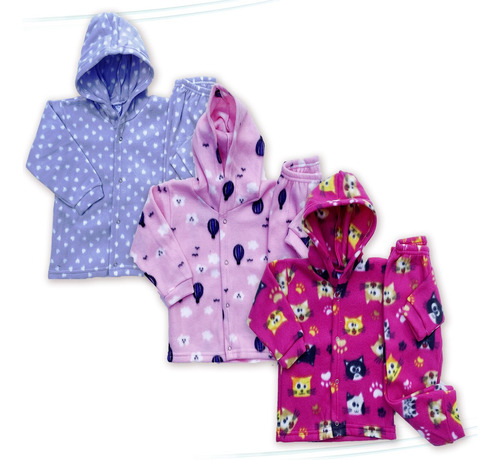Kit 3 Pijamas Soft Grosso Inverno Bebê Tam. P Ao 3 Promo