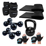 Kit Treino Casal-colchonte+luva+halter+caneleiras+kettlebell