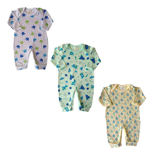 Kit 3 Peças - Macacão Roupa De Bebê Enxoval Atacado Gêmeos