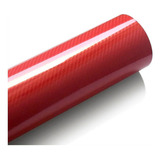 Vinil Automotriz Fibra De Carbono Rojo 5d 