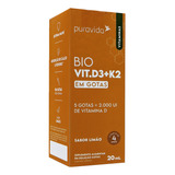 Vitamina D3 + K2 Gotas Puravida 20ml Sabor Limão