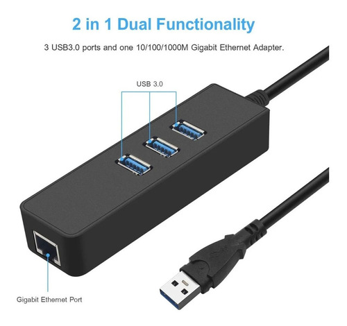 Usb 3,1 A 3 Puertos Usb Con Adaptador Rj45 Gigabit Et