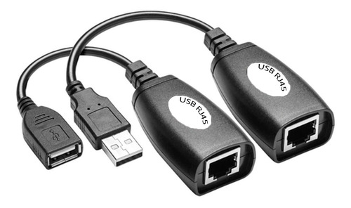 Extensor Usb De 45 Metros Rj45 Cor Preto