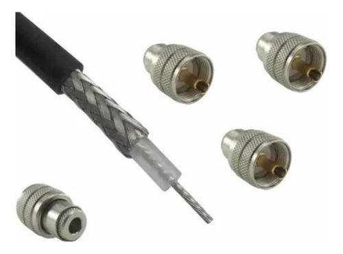 Cabo Coaxial Rg58 95% De Malha Kmp 20 Metros + 3 Uhf Macho