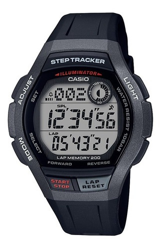 Reloj Casio Hombre Gris Lap Memory Illuminator Ws2000h1avcf Color Del Bisel Negro