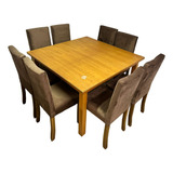 Juego Mesa Comedor 1, 35+ 8 Sillas Madera/tapizado En Pana