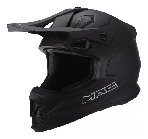 Casco Moto Mx Mac Virtus Solid Negro Mate Cross Norma Europa