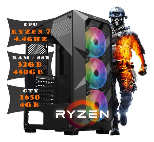 Pc Cpu Gamer Amd Ryzen 7 32gb Ssd 480gb Gtx 1650 4gb F600w