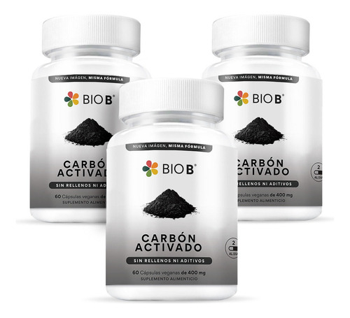 Bio B 3 Pack De 60 Cápsulas De Carbón Activado De Coco Sabor N/a