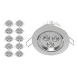 Pack X10 Unidades Focos Led Luz Fría Embutida 3 Watt