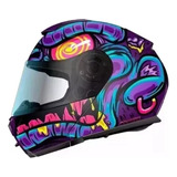 Casco Shaft Abatible 3910 Monkylla Azul/morado