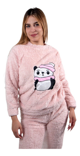 Pijama Calentito Para Mujer De Pandita Polar Tipo Sherpa