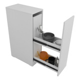 Armario Bajo Mueble De Guardado Corsa Organizador Lavadero Cocina, Modulo Despensero Con Puerta Extraible 80 X 25 Cm Color Blanco