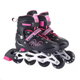 Patins Roller Inline Infantil 4 Rodas Ajustável 26 À 40 Led