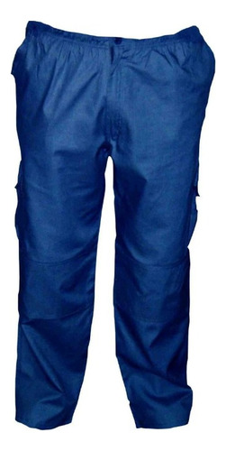 Pantalón Cargo Poplin Forro Polar Azul  