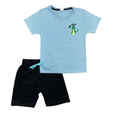 Conjunto Infantil Menino Camisa M/m Bermuda C Bolso 4-6-8-10