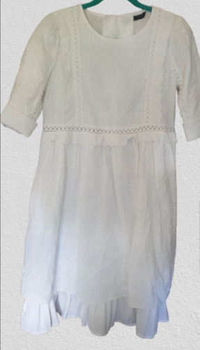 Vestido Zara Talle Large Brodery Verano! U.s.a Midi Blanco