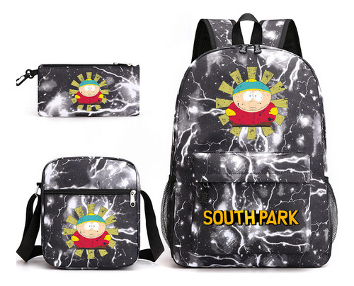 Mochila Escolar De Tres Piezas South Park, Casual De Lona