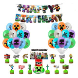 Pack Decoración Cumpleaños Globos Minecraft