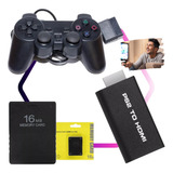 Adaptador Ps2 To Hdmi + Memory Card 16mb + Controle Com Fio