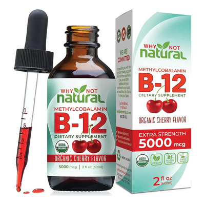 Vitamina B12 Sublingual 5000mcg Why Not Natural Cereza Orgánica 60mL | Envío gratis