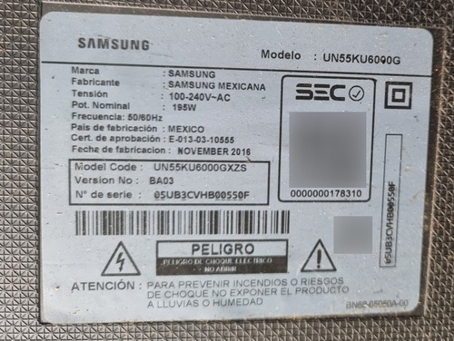 Televisor Samsung Un55ku6000g Ver:ba03 Desarme Venta X Pieza