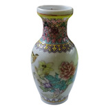 Jarron Miniatura De Porcelana China Floral Policromado 