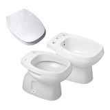 Inodoro Monaco Corto Bidet Roca + Asiento Madera Herraje Met