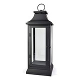 Serene Spaces Living Black Hurricane Lanterns Con Paneles De