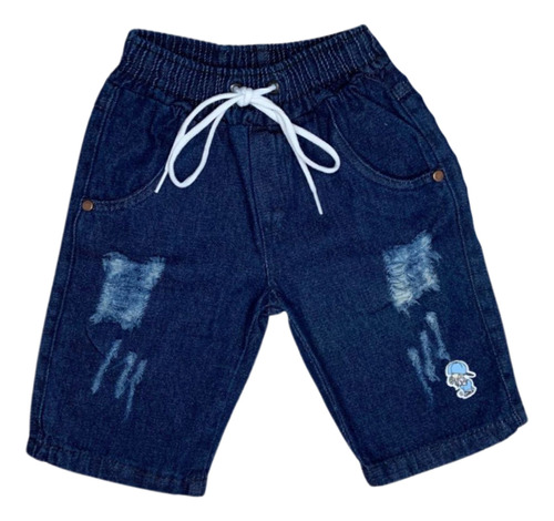 Bermuda Jeans Infantil Menino Com Elástico Shorts Premium