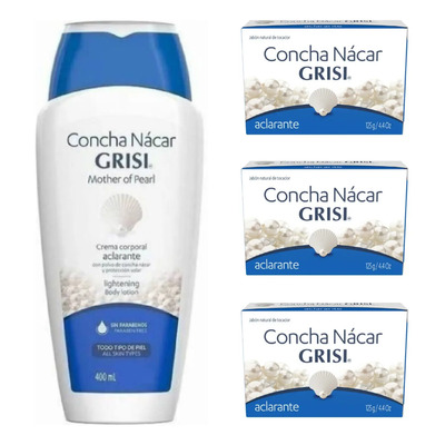 Crema Corporal Concha Nácar Grisi 400ml + 3 Jabón 125g | Envío gratis