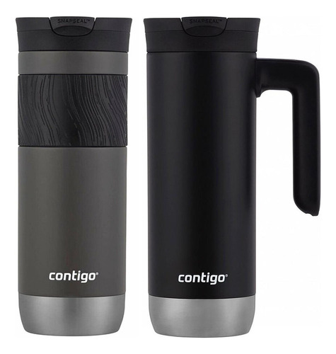 Termo + Vaso Termico Tipo Taza Contigo Acero Inox 591ml Color Negro