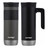 Termo + Vaso Termico Tipo Taza Contigo Acero Inox 591ml Color Negro