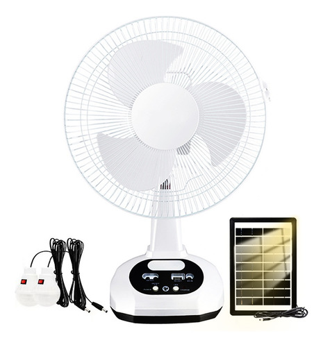 Ventilador Solar Recargable De Mesa Cargador De Celular